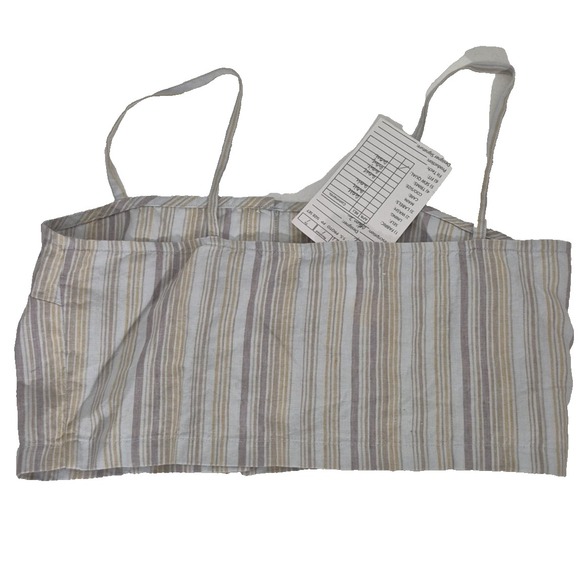 Outerknown Top Womens S Gray Striped Fashion Sample Button Up‎ Empire Crop NEW - Picture 2 of 6